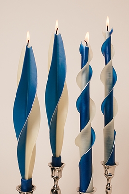 ivory-blue-twised Beeswax Candles